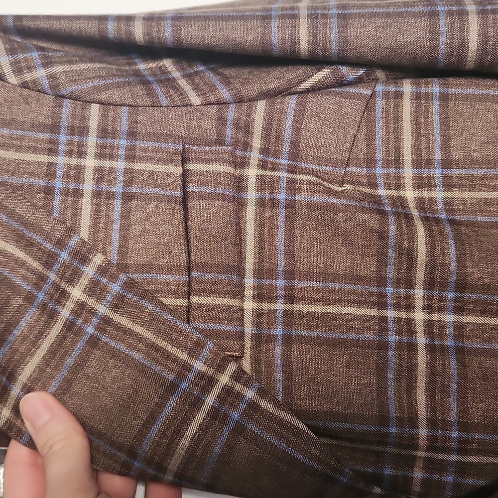 NWT Lovers And Friens Leah Blazer in Brown Plaid Multi Small - Picture 8 of 10
